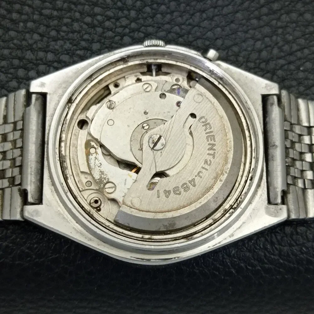 Vintage 1989 Square Orient Automatic Mens Silver Watch W/daydate